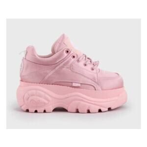 Buffalo London Limited Edition Pink Satin Classic Low Platform Sneakers, Size 9